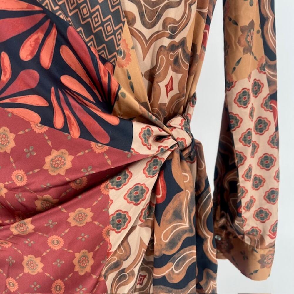 Misa Los Angeles Boho Patchwork Wrap Midi Dress S… - image 4